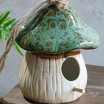 Pd Home & Garden LLC Ceramic Mushroom Birdhouse, green