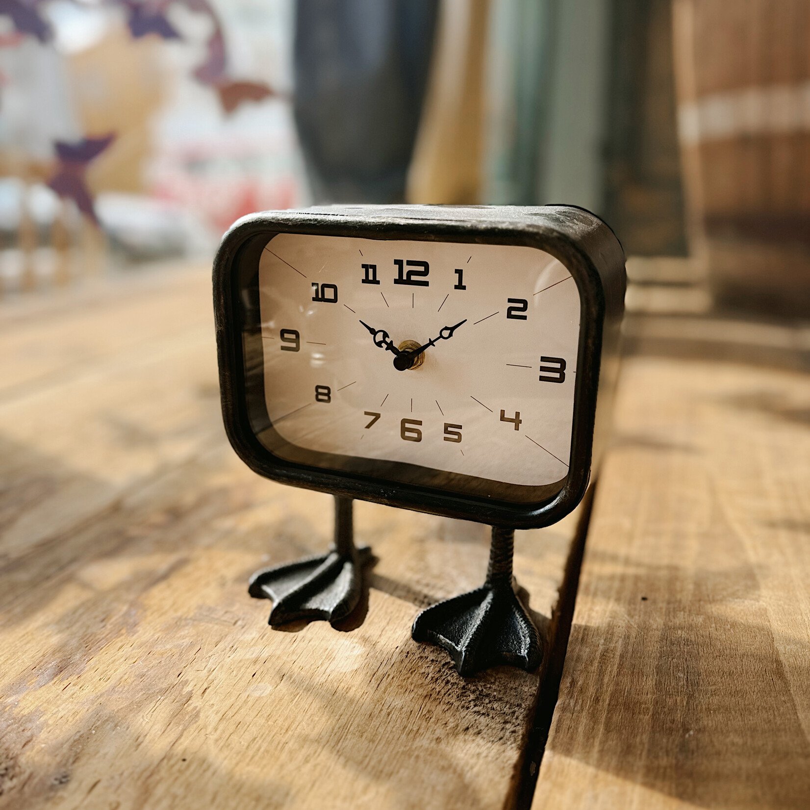 Creative Co-Op Metal Clock with Duck Feet