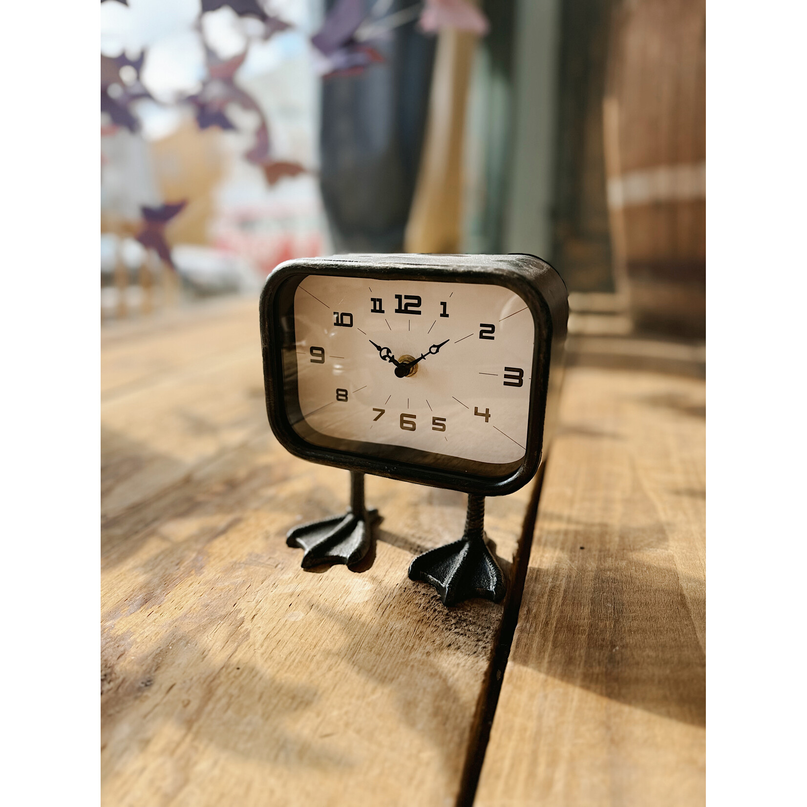 Creative Co-Op Metal Clock with Duck Feet