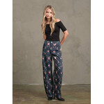 Floral Print Barrel Leg Denim Pants
