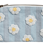 Blue Stripe Bead Embroidered Pouch