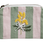 Pink Stripe Bead Embroidered Pouch