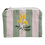 Pink Stripe Bead Embroidered Pouch