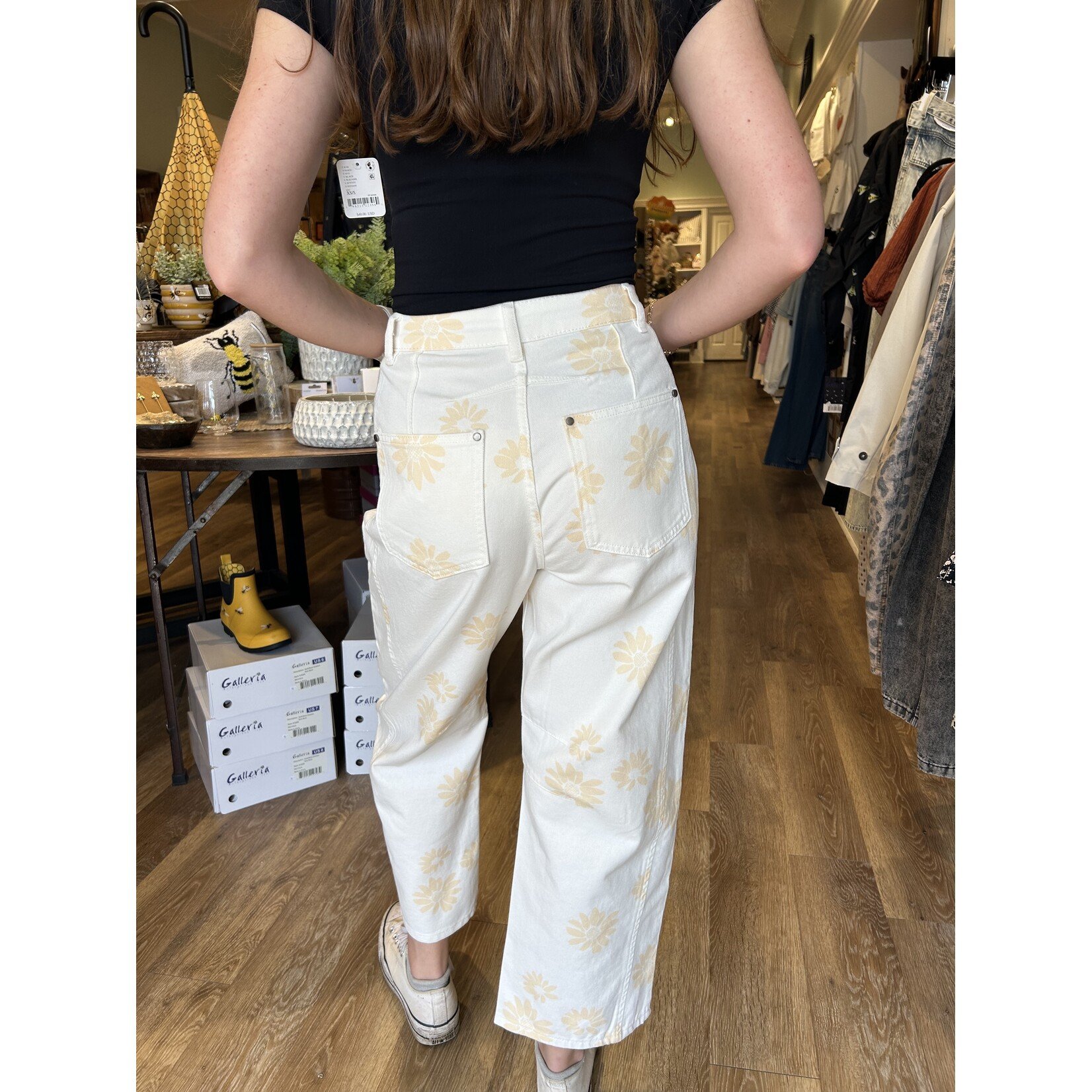 Printed Denim Pants,