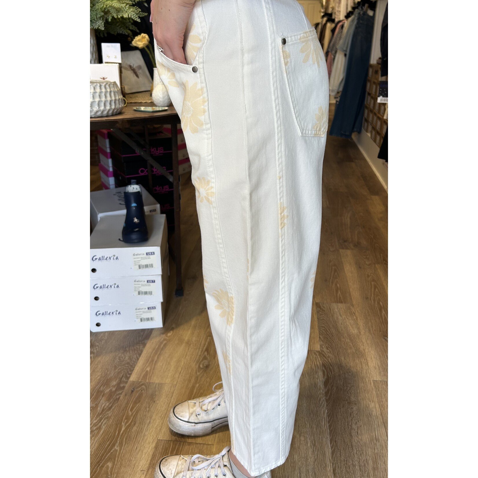 Printed Denim Pants,