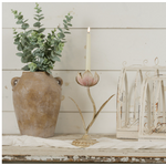 12.75" Gold Flower Taper Candle Holder