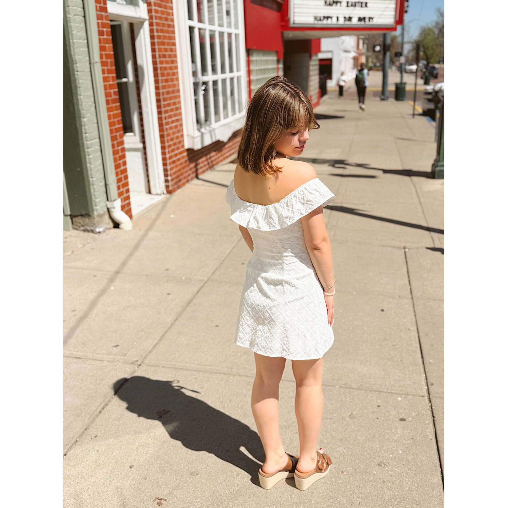 Off Shoulder Embroidered Mini Dress