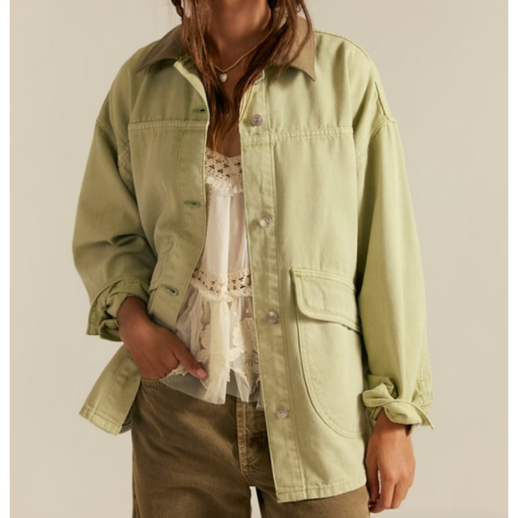 Free People  Lemon Denim Jacket,