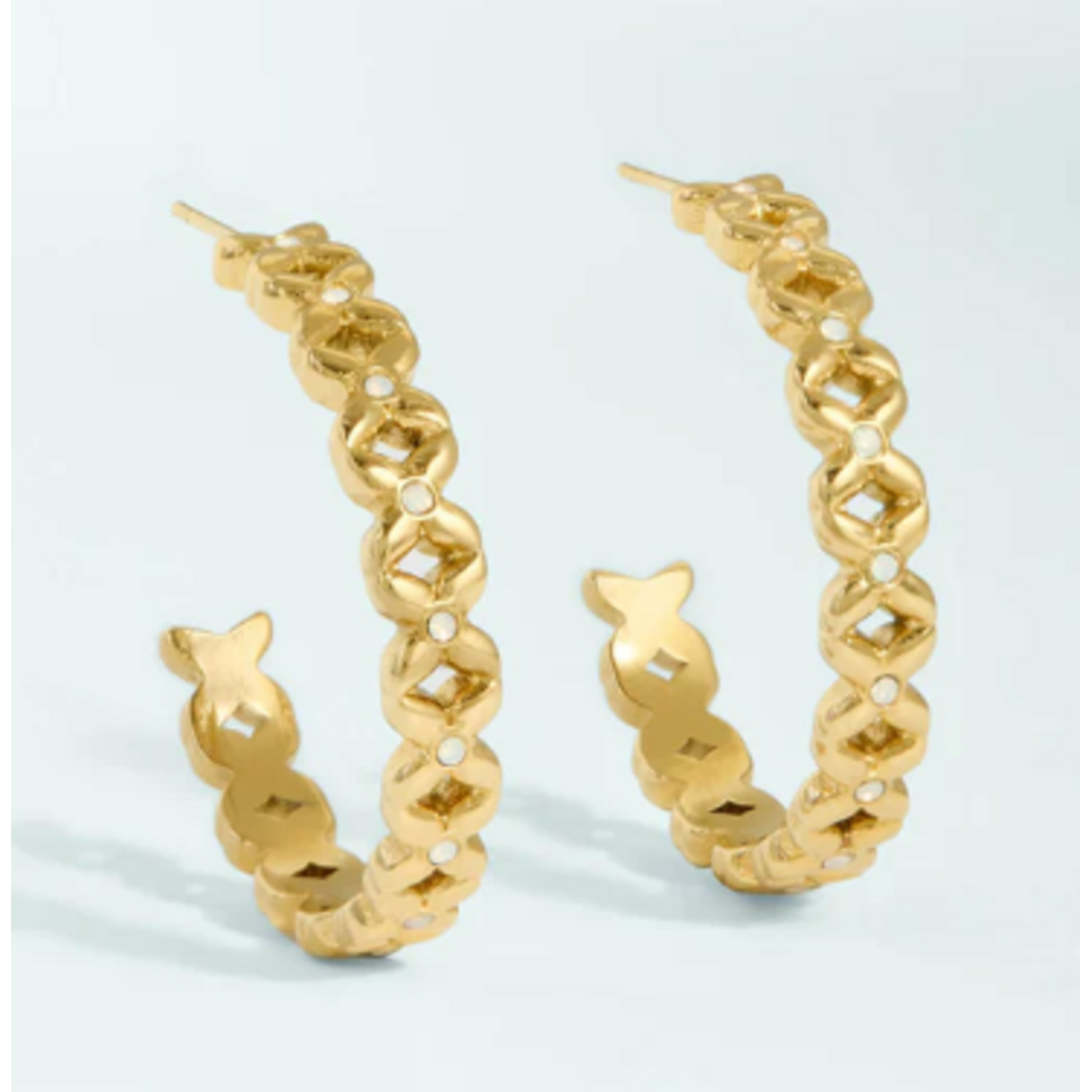 Bridge Street HoopEArrings 30mm White opal