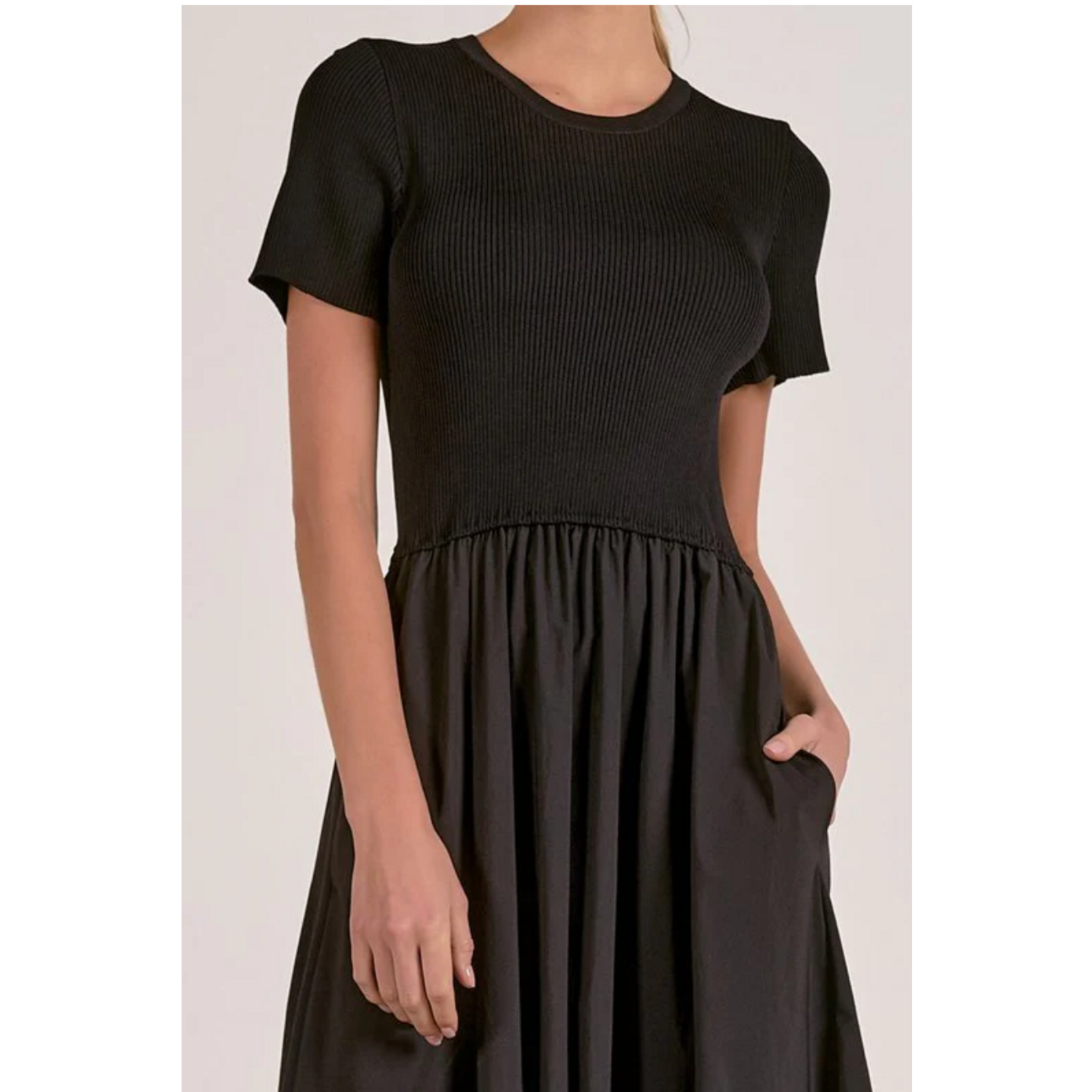 Short Sleeve Midi Dress, black