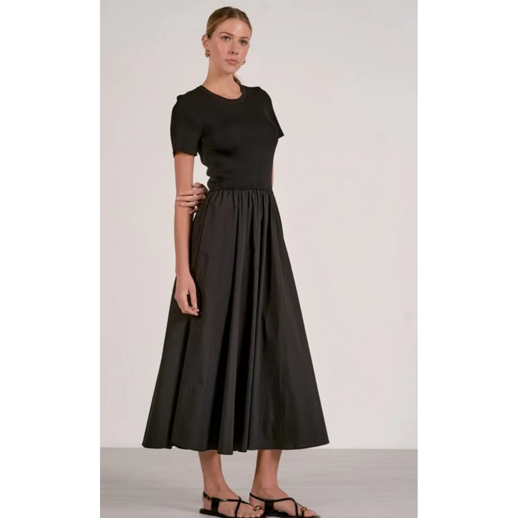 Short Sleeve Midi Dress, black