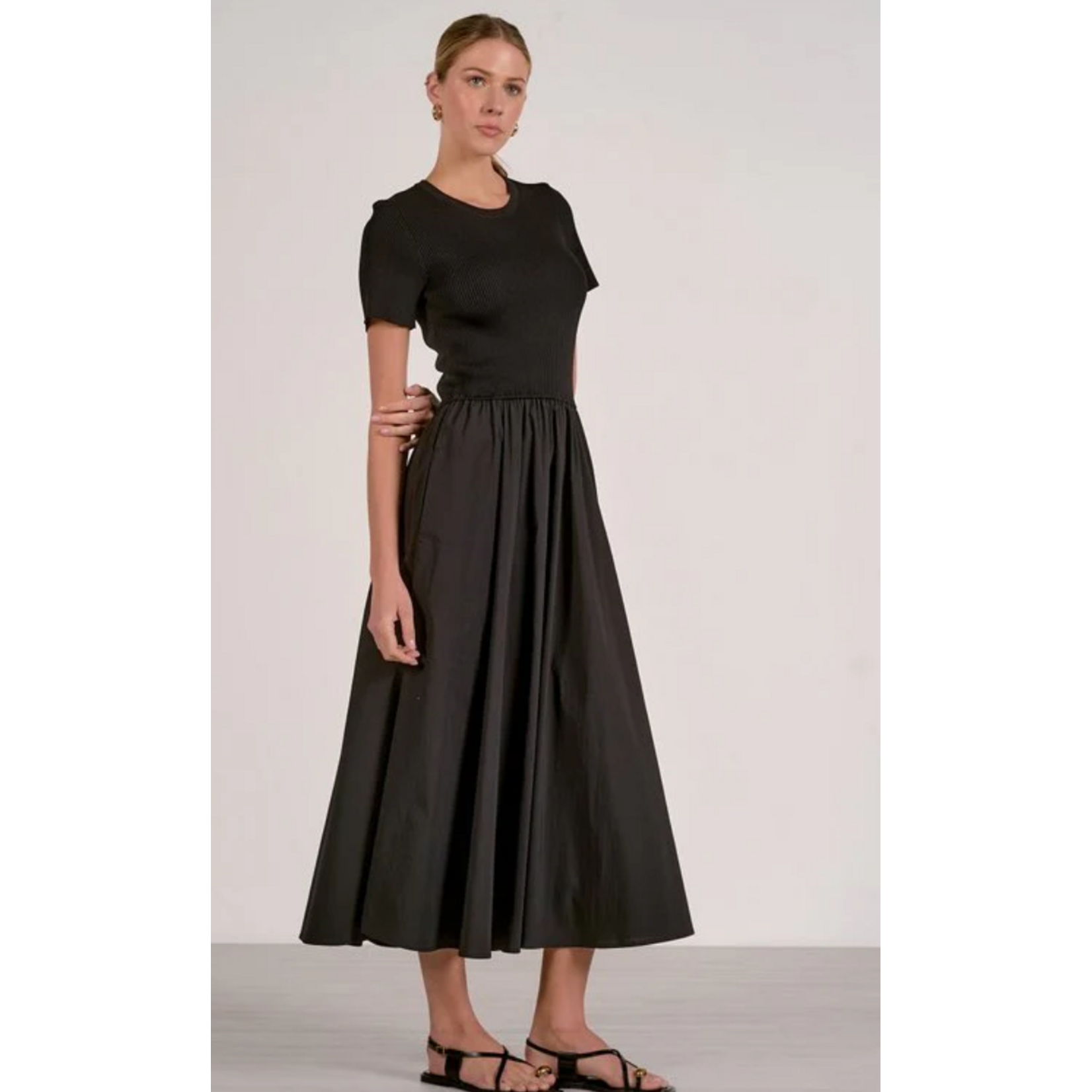 Short Sleeve Midi Dress, black