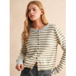Miou Muse Striped Button Front Sweater Cardigan