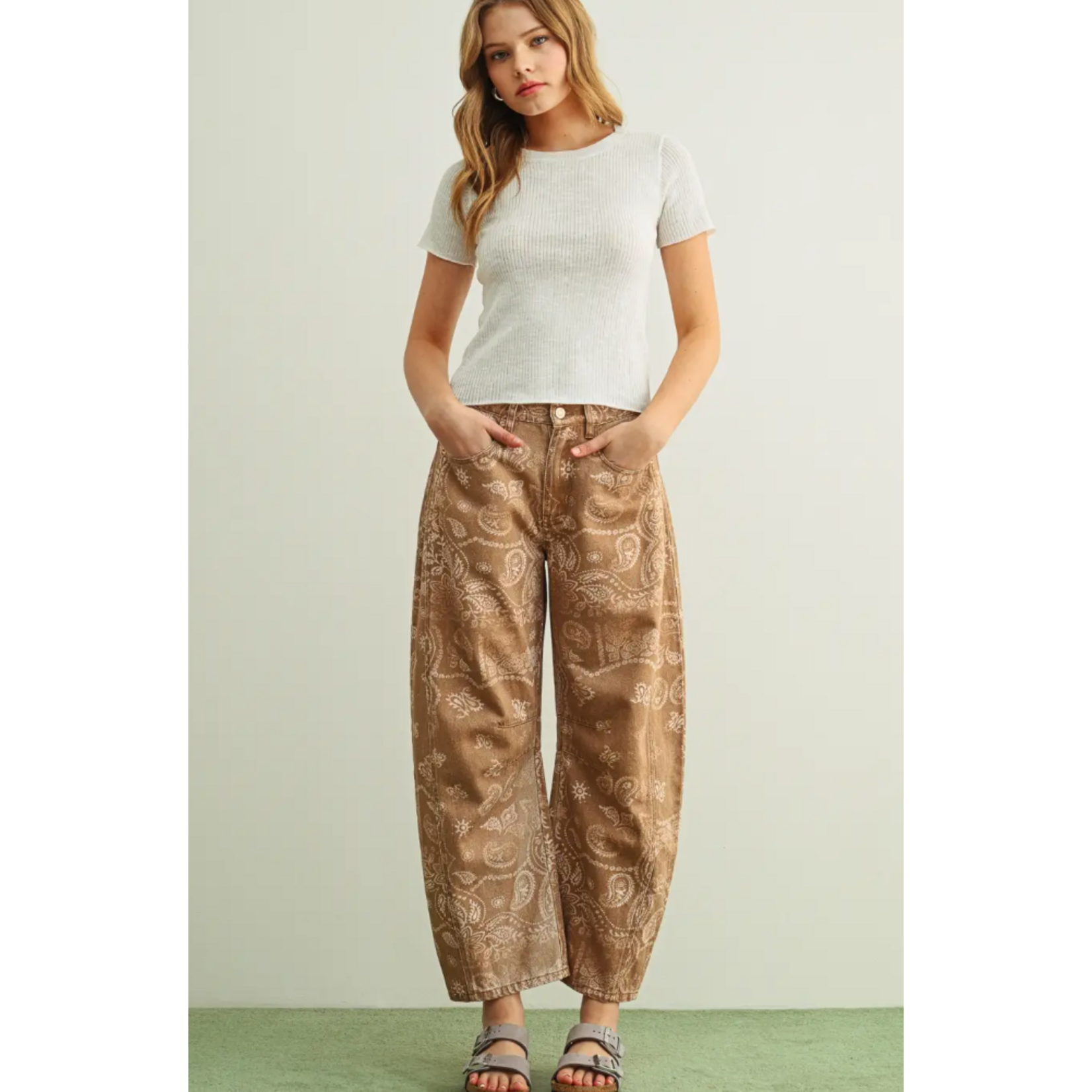 Miou Muse Paisley Print Washed Pants