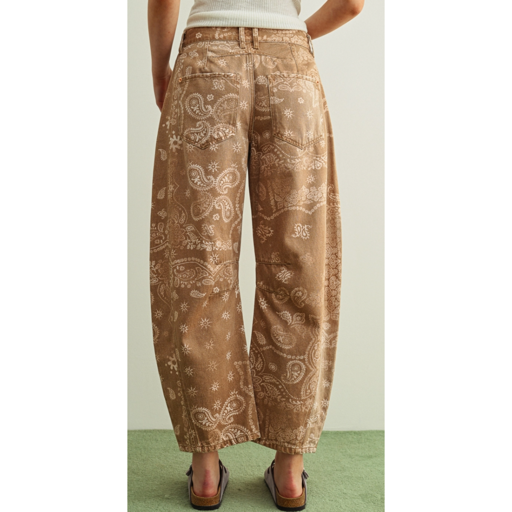 Miou Muse Paisley Print Washed Pants