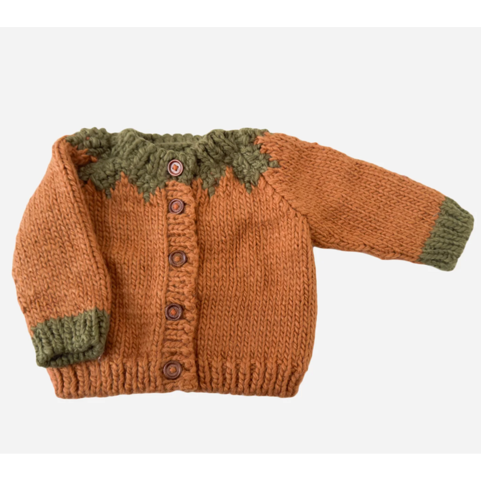 The Blueberry Hill Baby Cardigan, Pumpkin. 6-12 mo