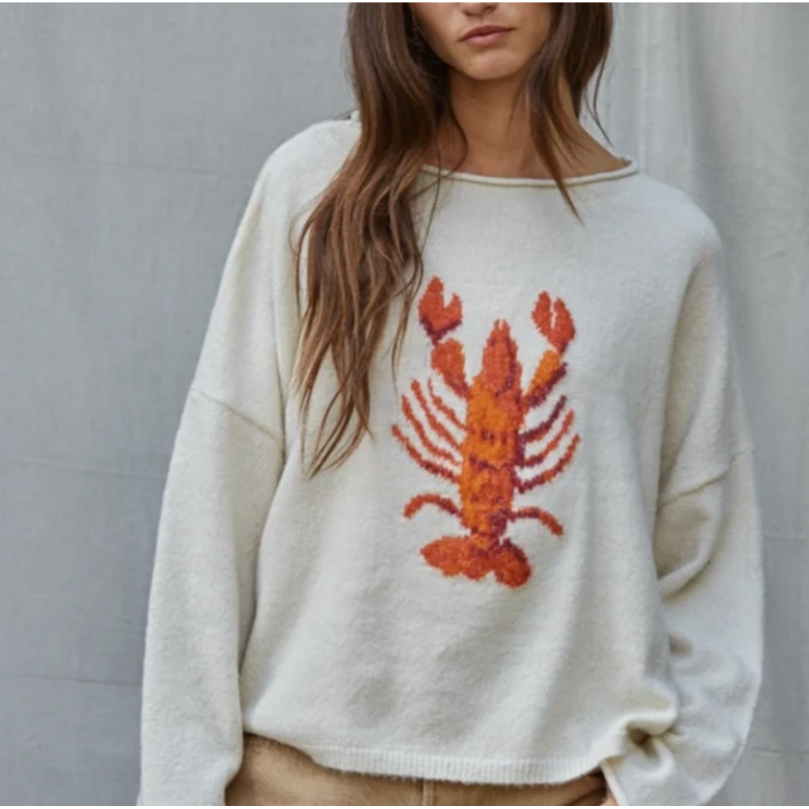 Lobster Knit Long Sleeve Pullover