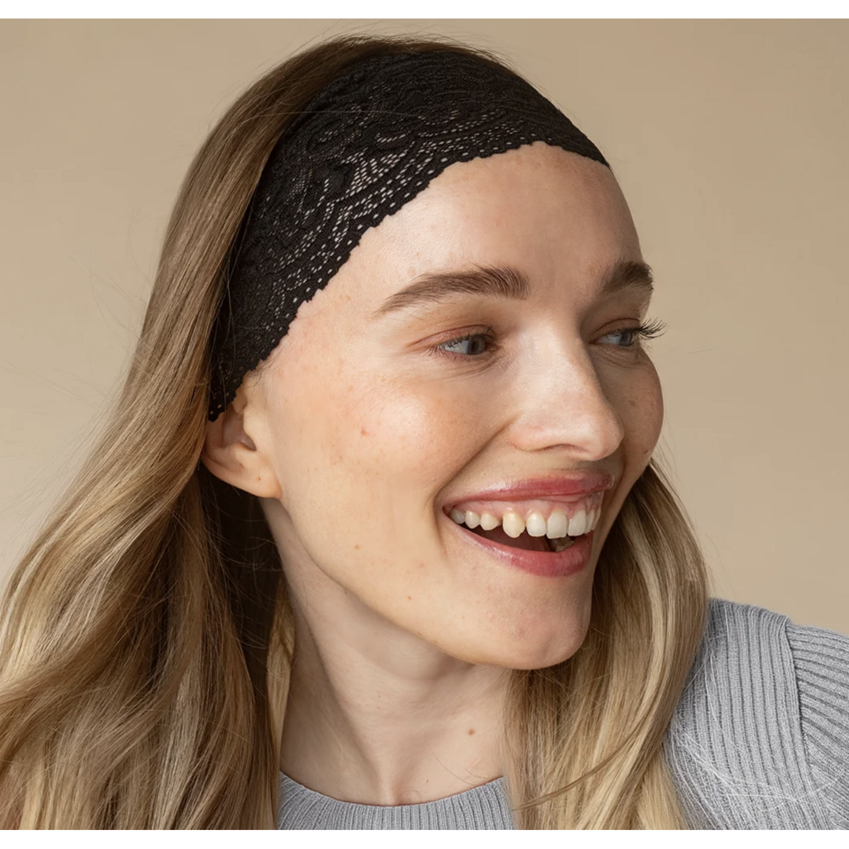 Kitsch Kitsch Wide Lace Elastic Headbands, 2 pc. set, black