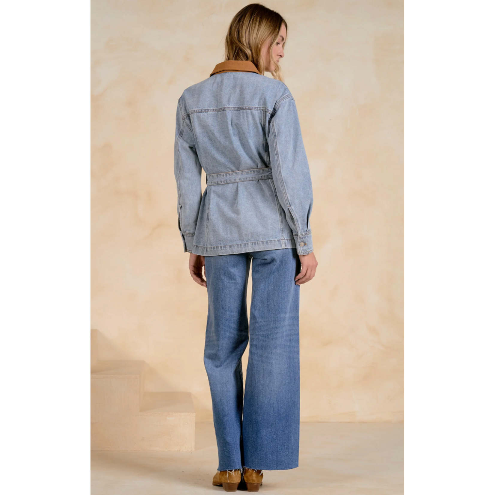 Suede Collar Front Pocket Jacket