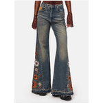 It's Basic Flare Jeans with Flower Embroidery