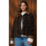 Floral Denim Jacquard Corduroy Collar Jacket