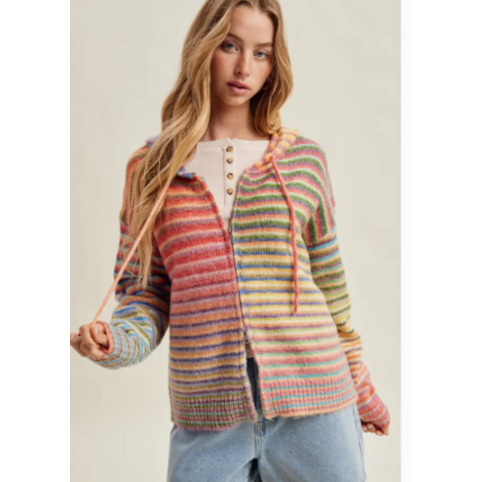 Multi Stripe Zip Sweater Hoodie