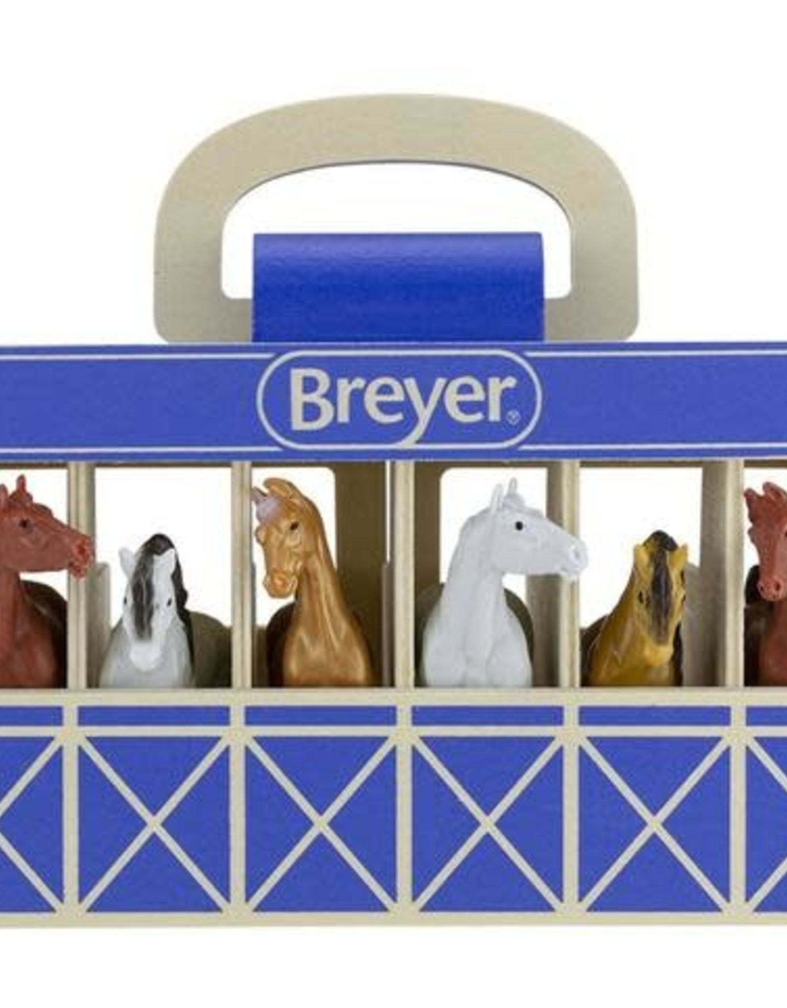 BREYER REEVES HORSE STABLE WOODEN CARRY CASE BLUE