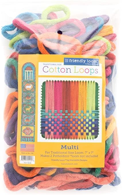  Friendly Loom PRO Size Lotta Loops Rainbow Cotton Loops Makes 6  (8 x 8) Potholders by Harrisville Designs Made in The USA : Toys & Games