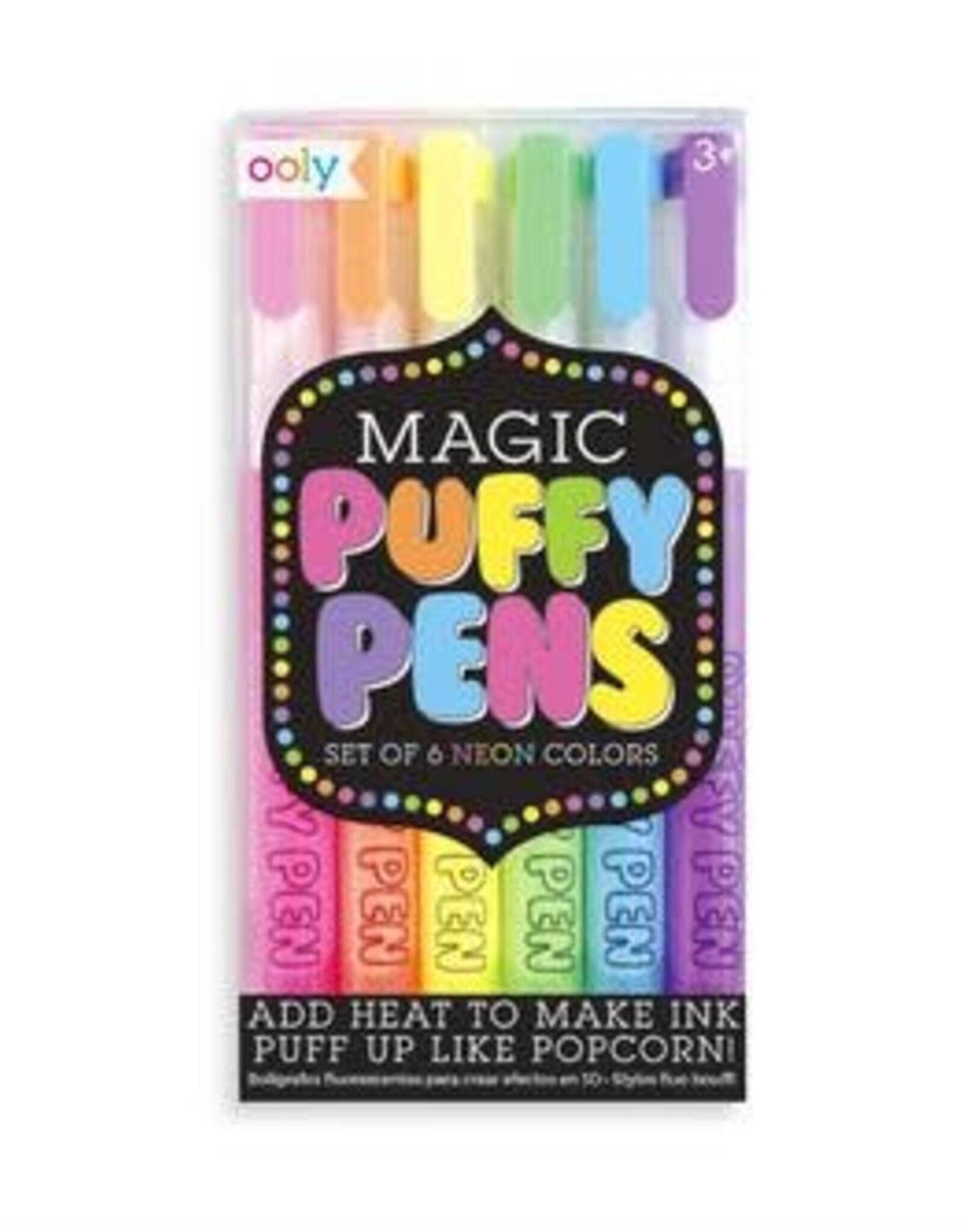 OOLY MAGIC NEON PUFFY PENS 6 PC