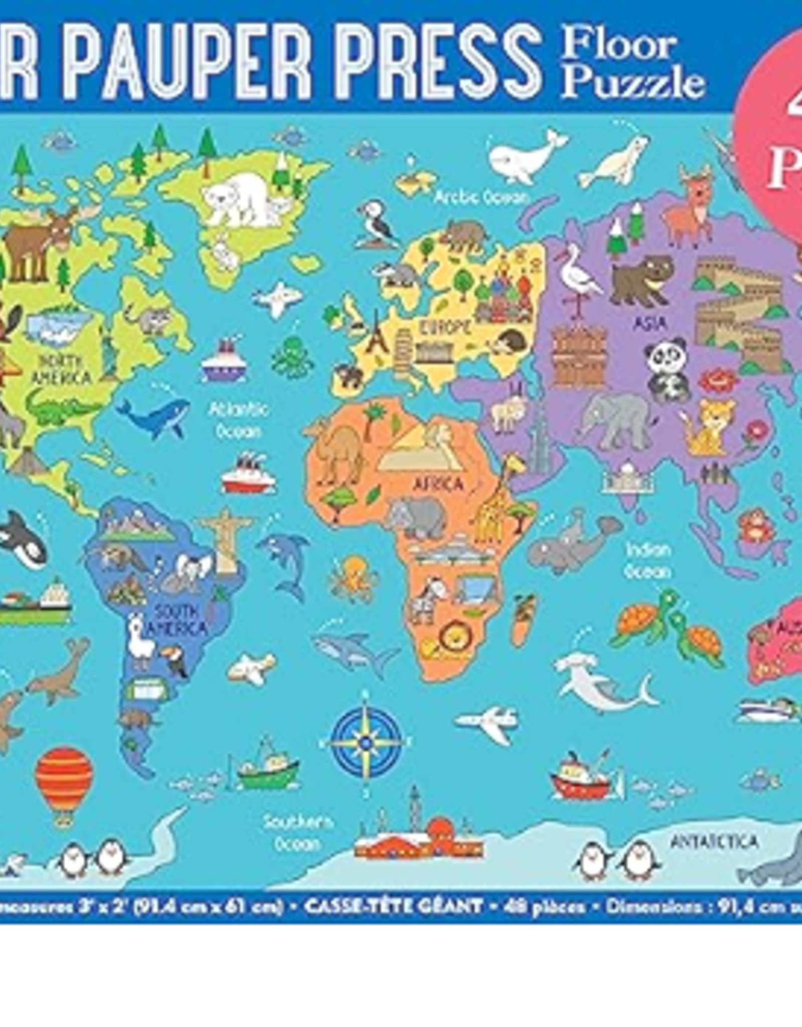 PETER PAUPER PRESS WORLD MAP FLOOR PUZZLE 48 PC