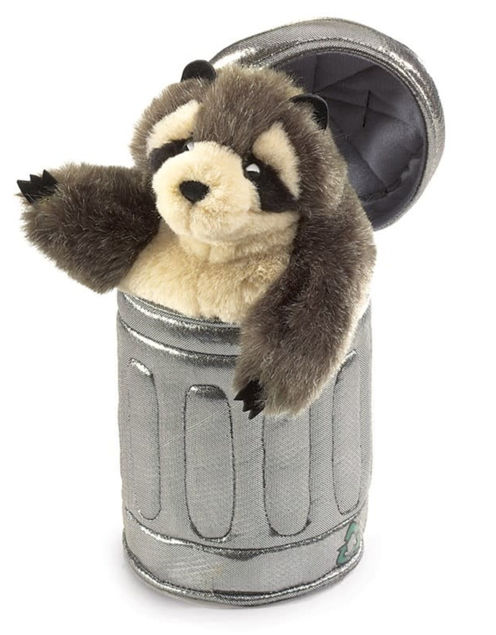 FOLKMANIS RACCOON IN GARBAGE CAN