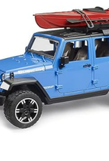 BRUDER BLUE JEEP RUBICON WRANGLER W/ KAJAK & GUY