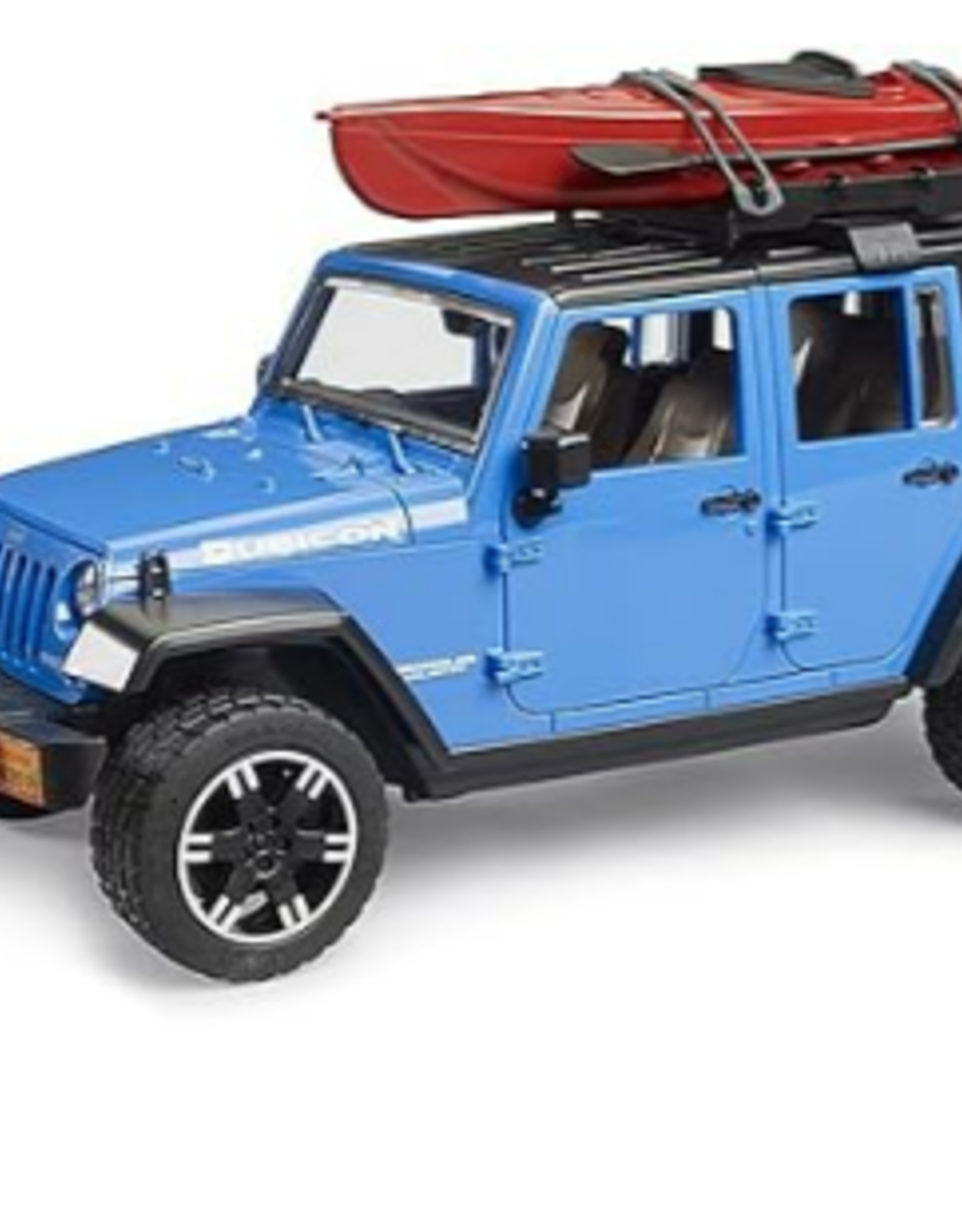 BRUDER BLUE JEEP RUBICON WRANGLER W/ KAJAK & GUY