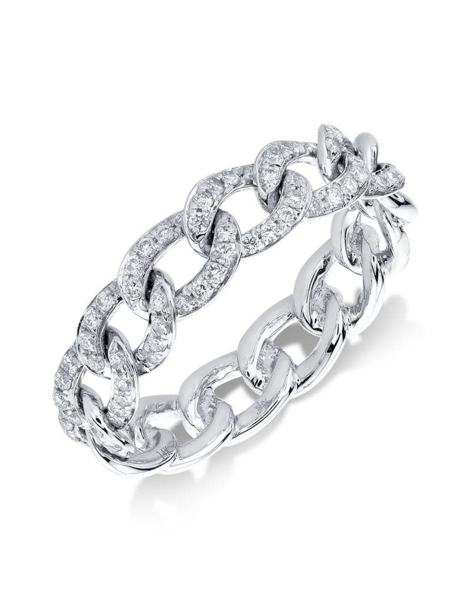 14K White Gold Diamond Chain Link Ring, D: 0.41ct