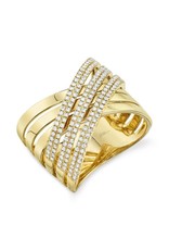 14K Yellow Gold  Criss Cross Diamond Ring, D: 0.54ct