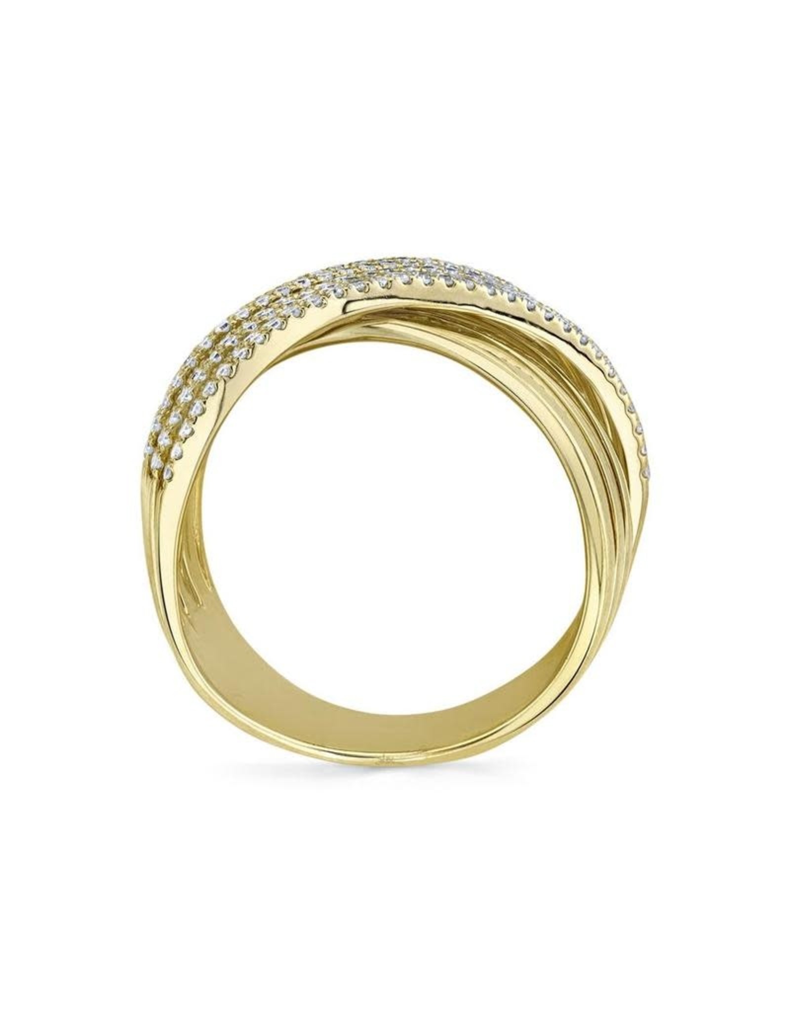 14K Yellow Gold  Criss Cross Diamond Ring, D: 0.54ct