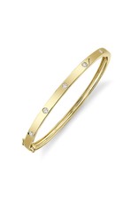 14K Yellow Gold Diamond Inlay Bangle Bracelet, D: 0.38ct