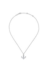 14K White Gold Diamond Anchor Necklace, D: 0.26ct