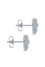 14K White Gold Diamond Swirl Stud Earrings, D: 0.65ct