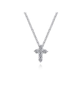 14K W/G Tiny Diamond Cross Necklace