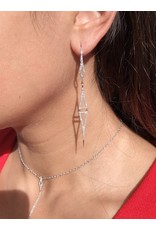 14K White Gold Triangle Long Drop Earrings, D: 0.85ct