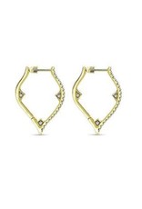 14K Yellow Gold Diamond Hoop Earrings with Screw Backs, D: 0.52ct