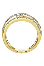 14K Yellow Gold Layered Open Work Diamond Ring, D: 0.37ct