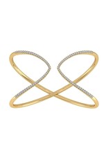 14K Yellow Gold Flexible Diamond Cuff Bracelet, D: 1.22ct