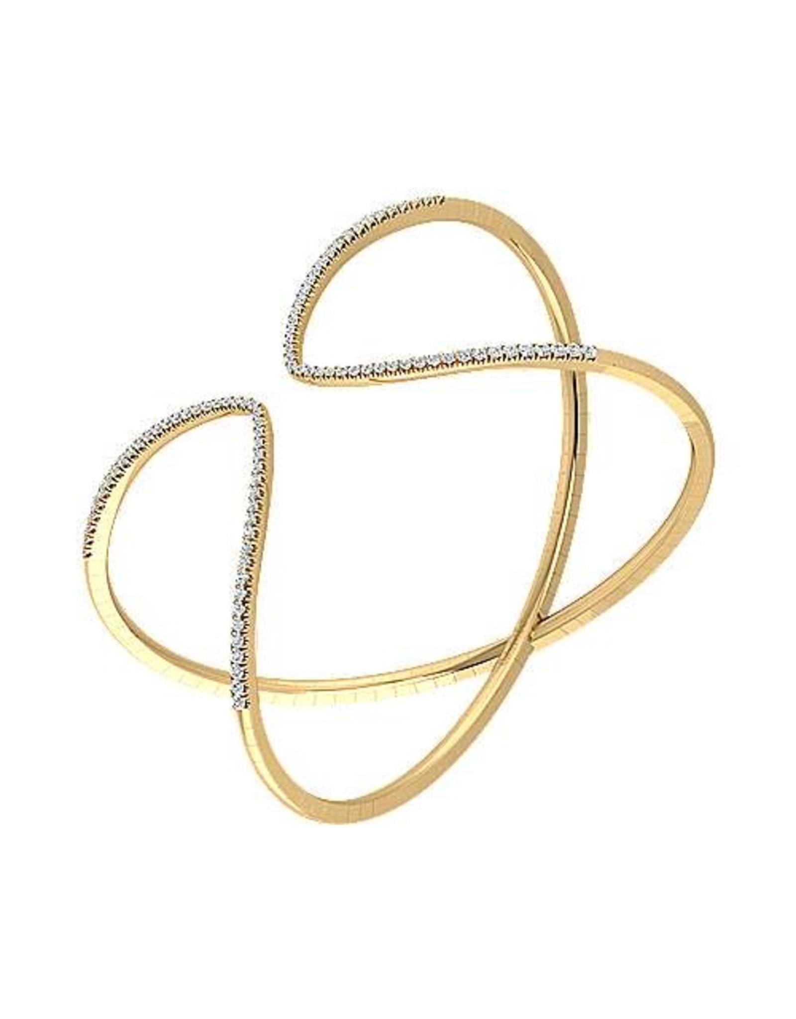 14K Yellow Gold Flexible Diamond Cuff Bracelet, D: 1.22ct