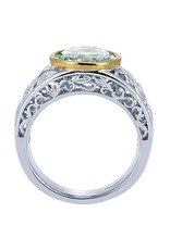 925 & 18K Yellow Gold Green Amethyst Ring, GA: 4.21ct