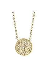 14K Yellow Gold Pave Disc Necklace, D: 0.15ct