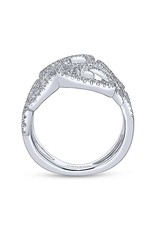14K White Gold Pave Diamond Lace Ring, D: 0.64ct