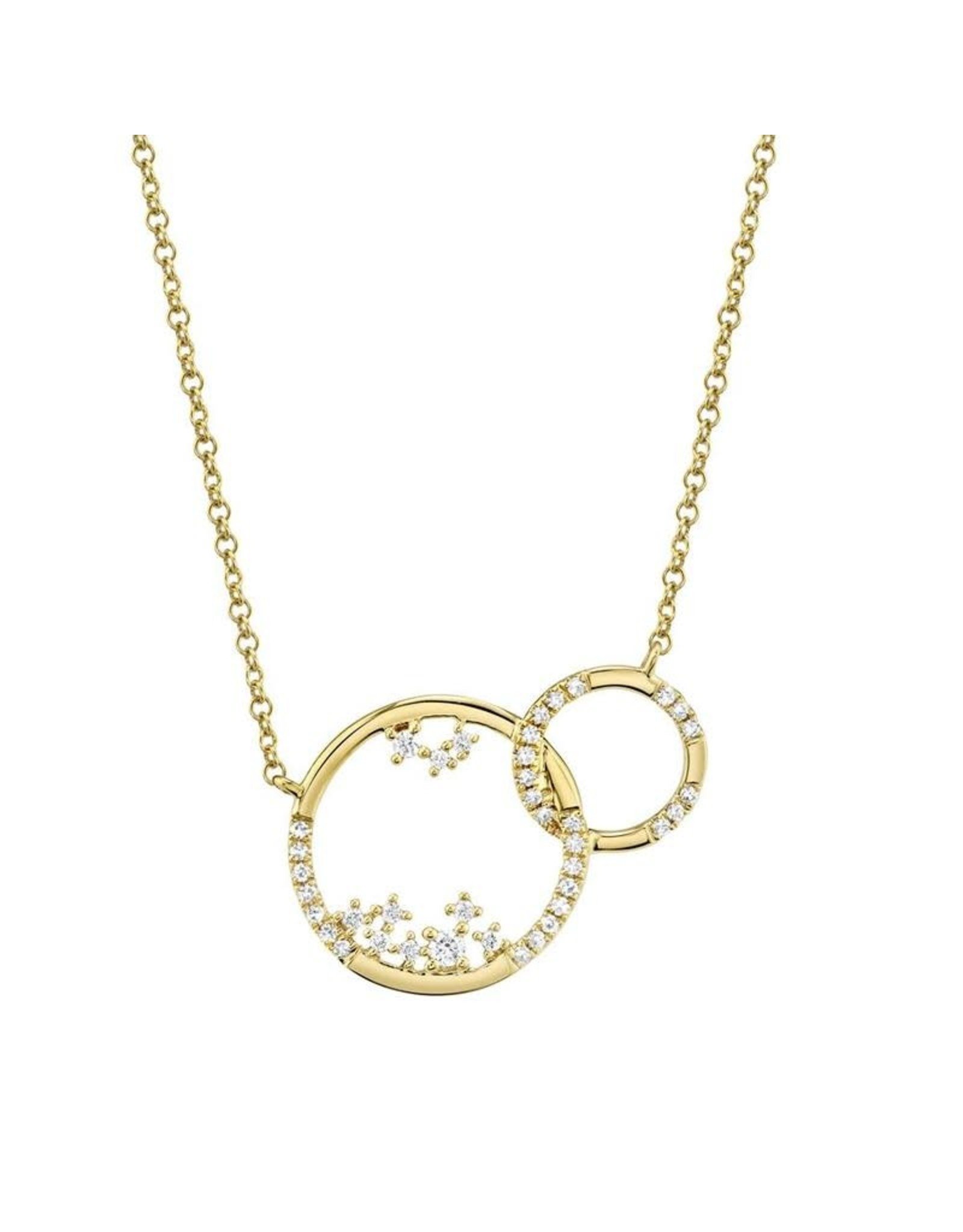 14K Yellow Gold Entwined Circle Diamond Necklace, D: 0.15ct