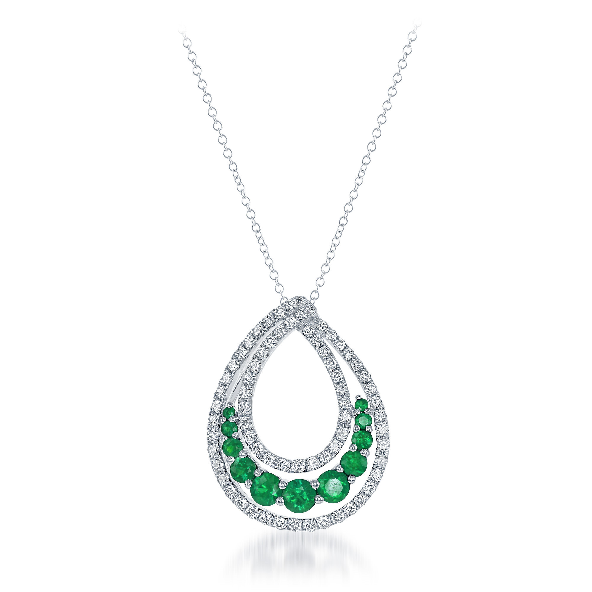 Certified Emerald & Diamond Necklace 1/15 ct tw Round-cut 14K White Gold |  Kay